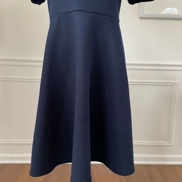 NWT Gal Meets Glam Kristen Dress Pouf Short Sleeve Fit and Flare Navy Blue  8 - Picture 5 of 10